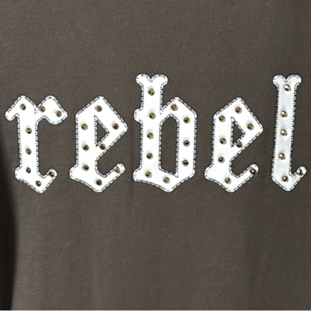 NWT UNSWEETENED (S) NEW YORK Rebel Stud Vintage Oversized Tee Army Brown - Sm - Picture 3 of 9